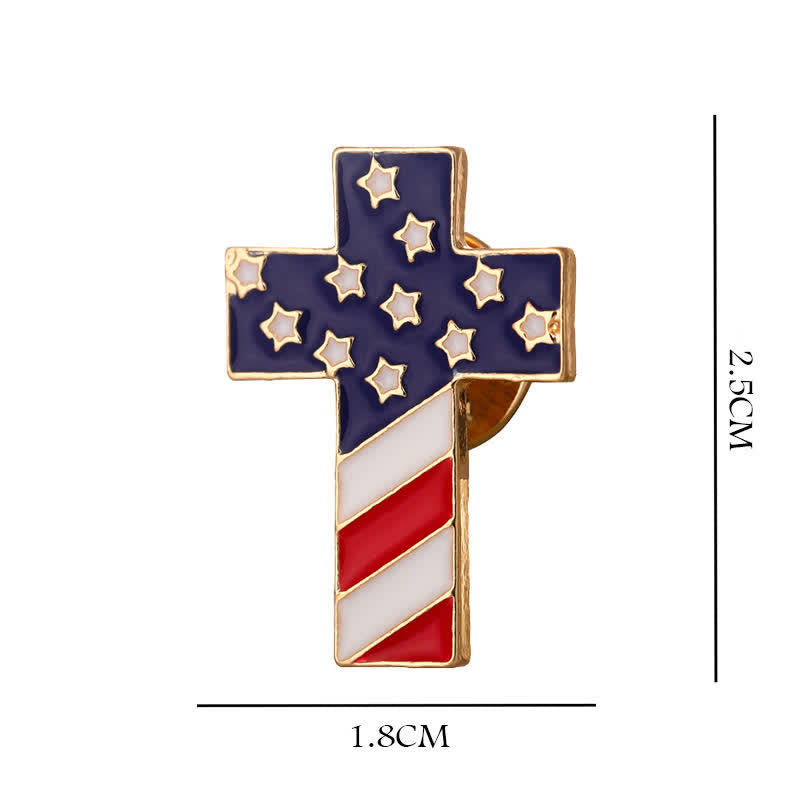 Spilla unisex con bandiera americana e croce patriottica