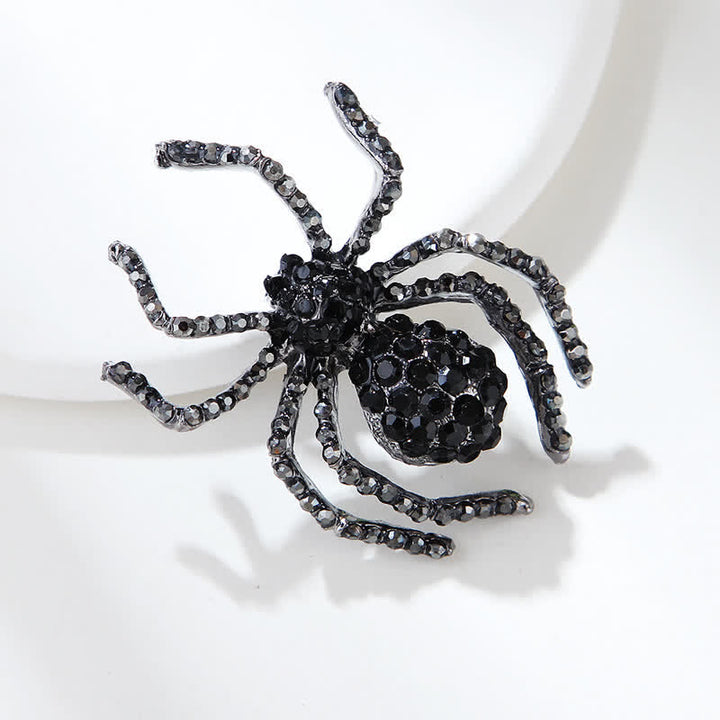 Spilla unisex vintage con strass a forma di ragno - Nero - image 2