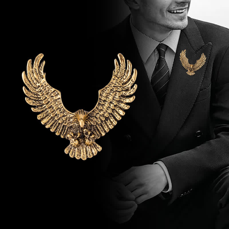 Spilla da uomo retrò con aquila che spiega le ali - image 1