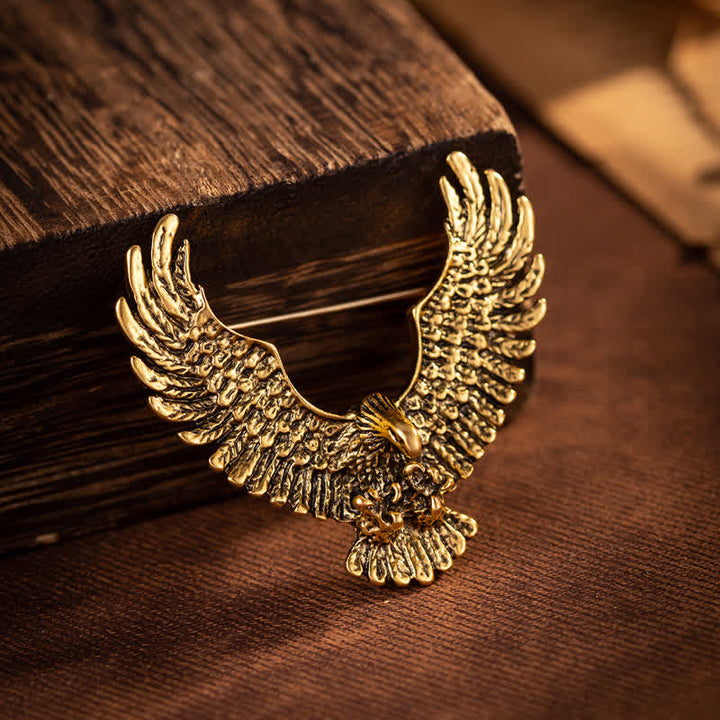 Spilla da uomo retrò con aquila che spiega le ali - Oro antico - image 0