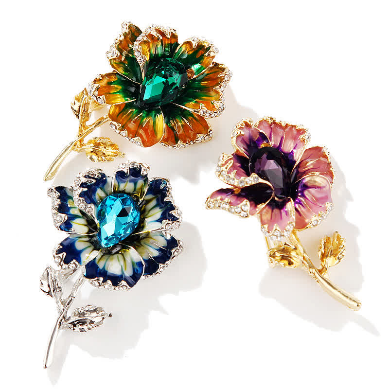 Spilla a forma di fiore in smalto di cristallo squisito da donna