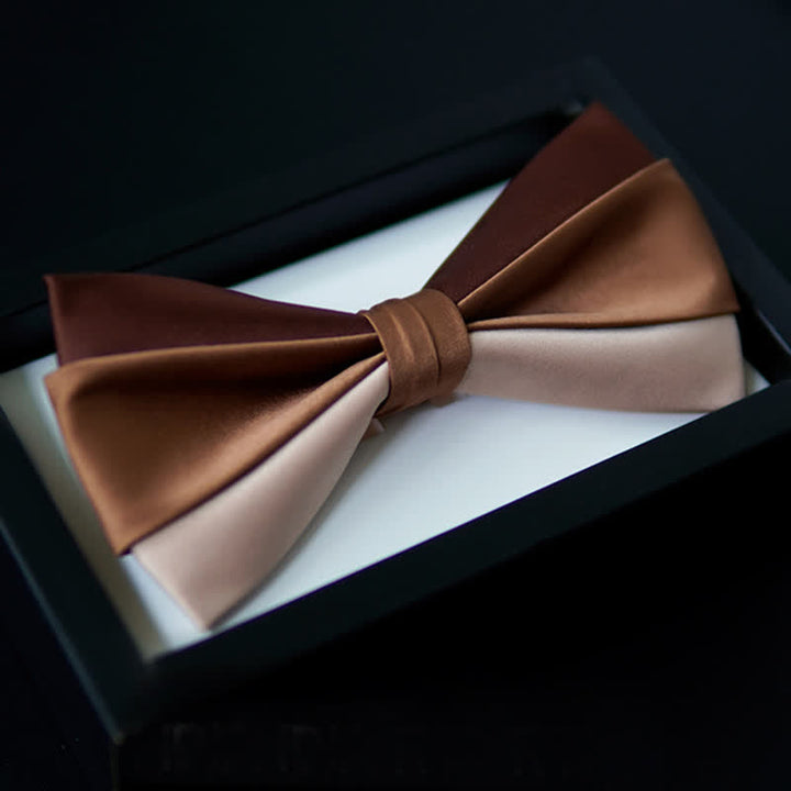 Papillon a contrasto in tre colori marrone champagne da uomo - Marrone e Champagne - image 0