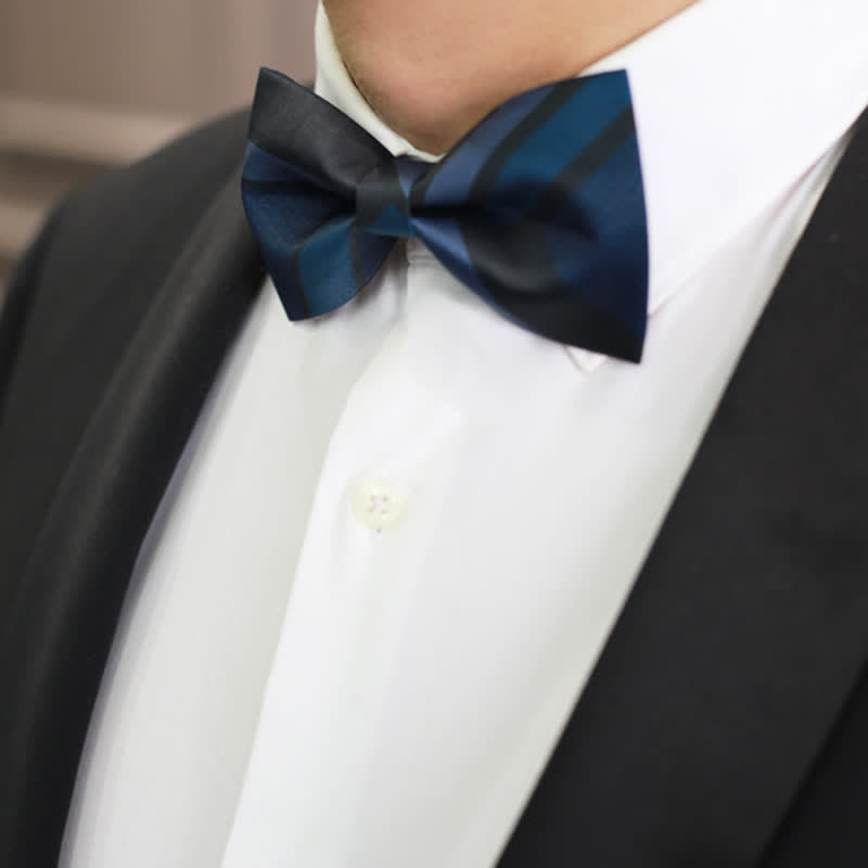 Papillon da uomo con motivo a righe blu acciaio Noble Navy - image 3