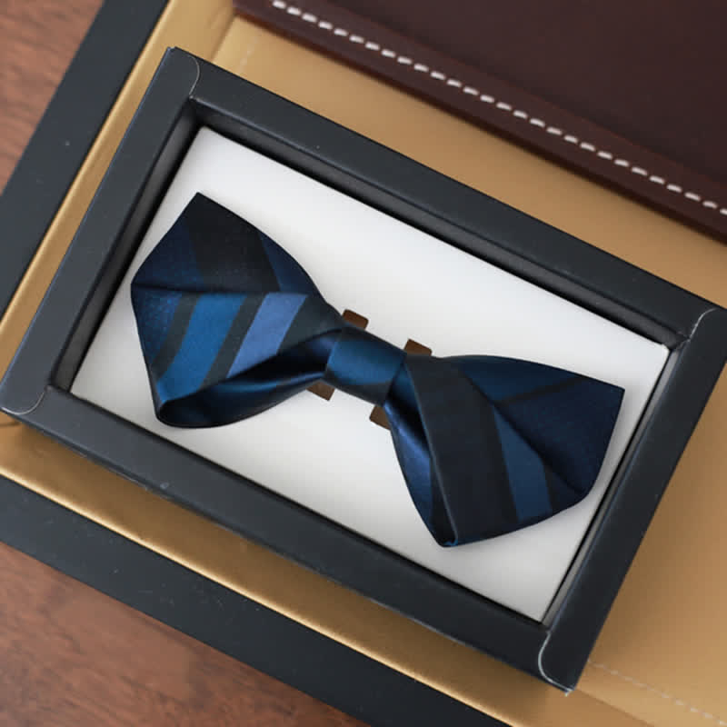 Papillon da uomo Noble Navy SteelBlue a righe - Stile n. 2 - Solo papillon - image 5