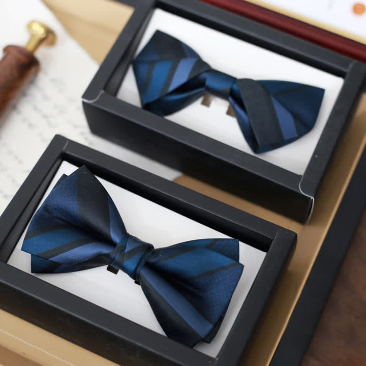 Papillon da uomo con motivo a righe blu acciaio Noble Navy