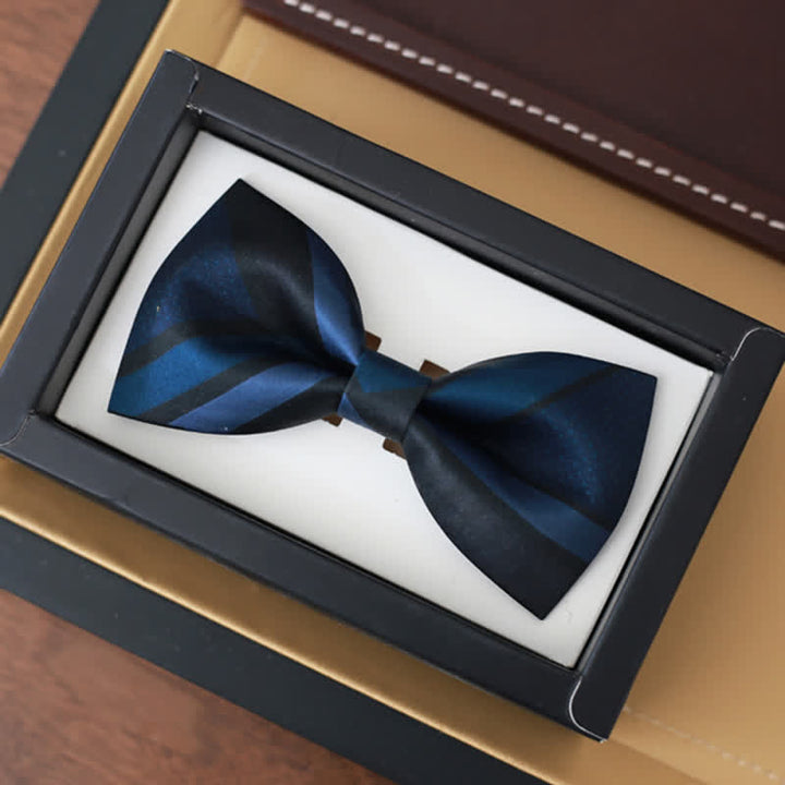 Papillon da uomo con motivo a righe blu acciaio Noble Navy - Stile n. 1 - image 2