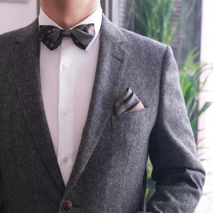Papillon da uomo con sfumatura di colore grigio marrone