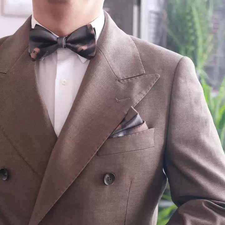 Papillon da uomo con sfumatura di colore grigio marrone