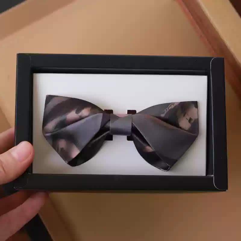 Papillon da uomo con sfumatura di colore grigio marrone - Stile n. 2 - image 3