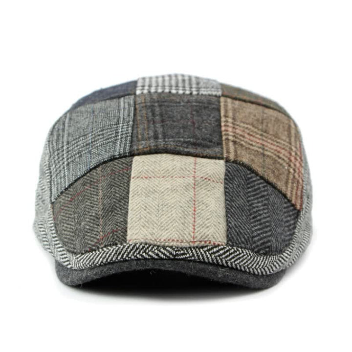Cappello basco a spina di pesce con motivo patchwork retrò