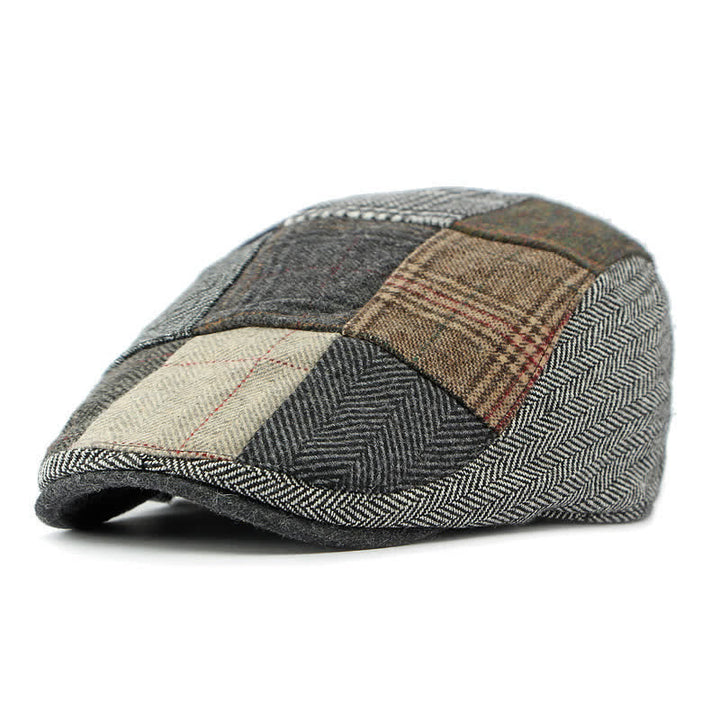 Cappello basco a spina di pesce con motivo patchwork retrò