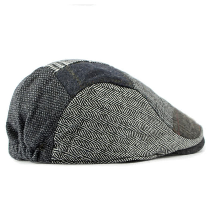 Cappello basco a spina di pesce con motivo patchwork retrò