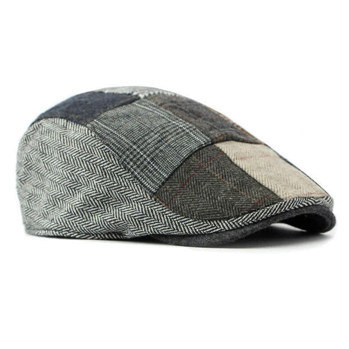 Cappello basco a spina di pesce con motivo patchwork retrò
