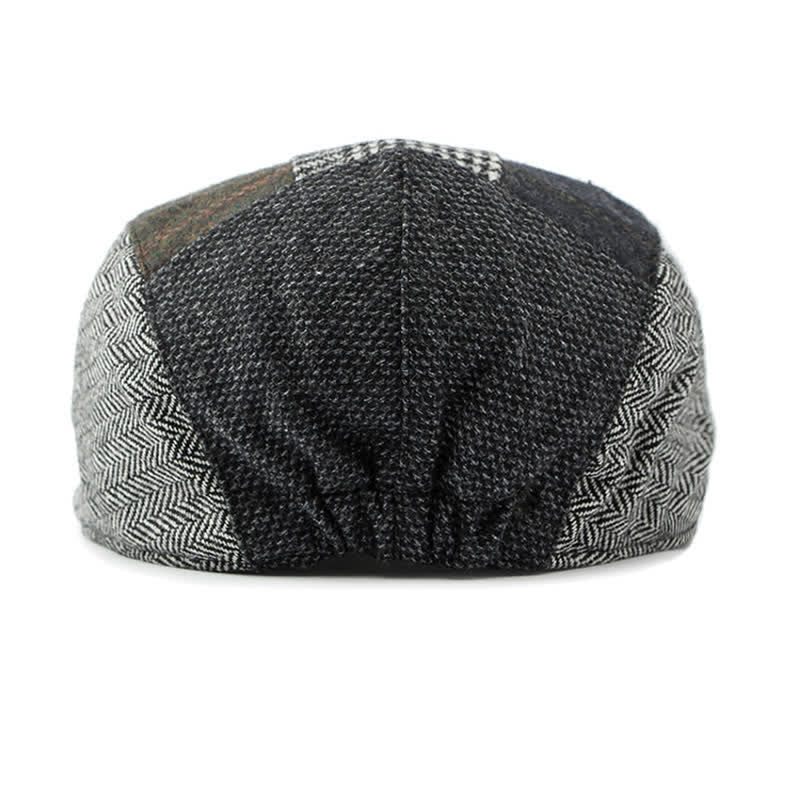 Cappello basco a spina di pesce con motivo patchwork retrò
