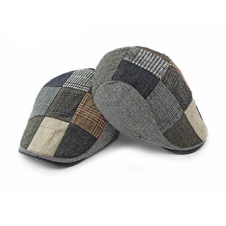 Cappello basco a spina di pesce con motivo patchwork retrò