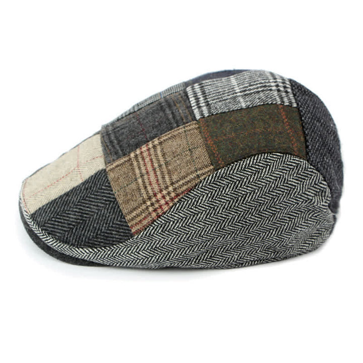 Cappello basco a spina di pesce con motivo patchwork retrò