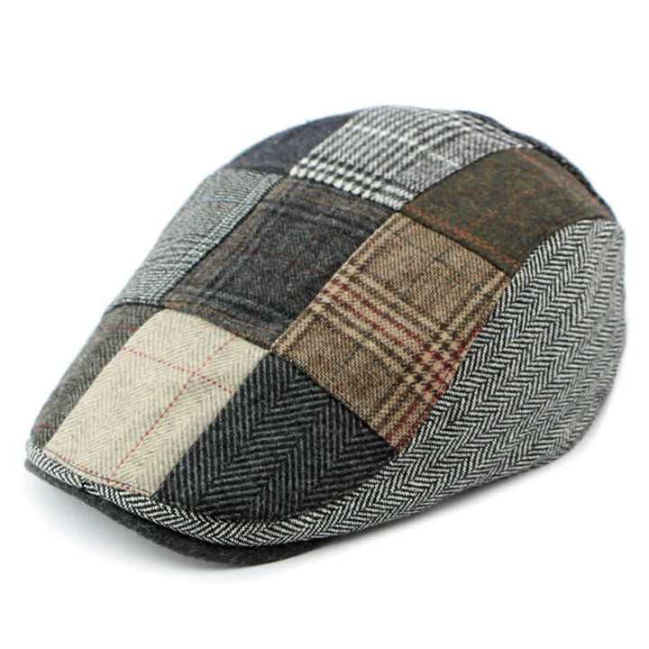 Cappello basco a spina di pesce con motivo patchwork retrò