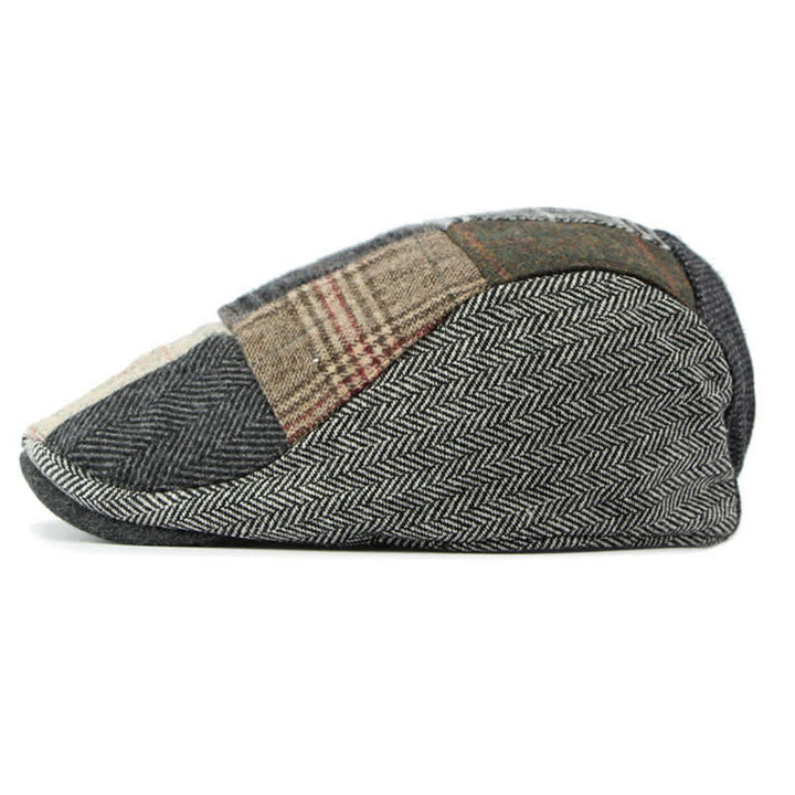 Cappello basco a spina di pesce con motivo patchwork retrò