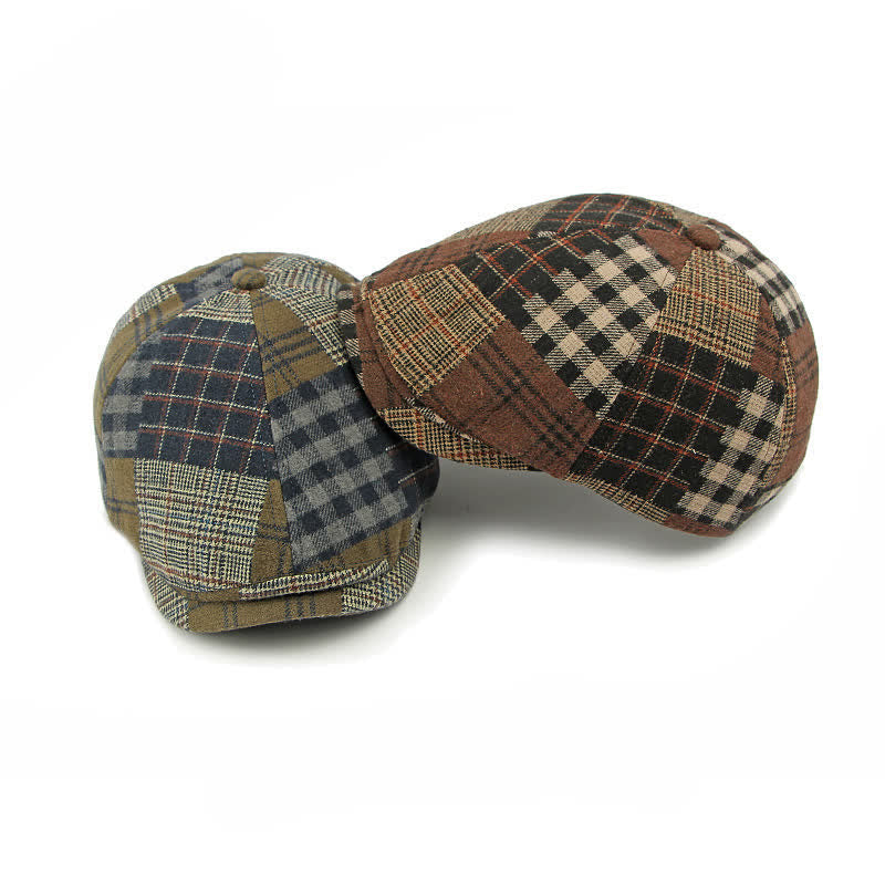 Cappello basco da giornalaio diverso classico patchwork a quadri - image 2