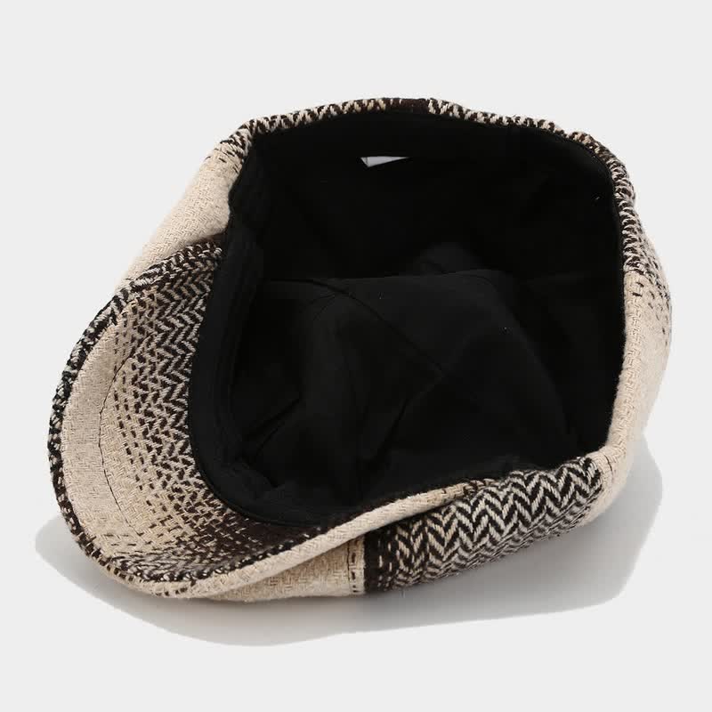 Cappello basco da giornalaio a spina di pesce con frange di colore sfumato - image 6