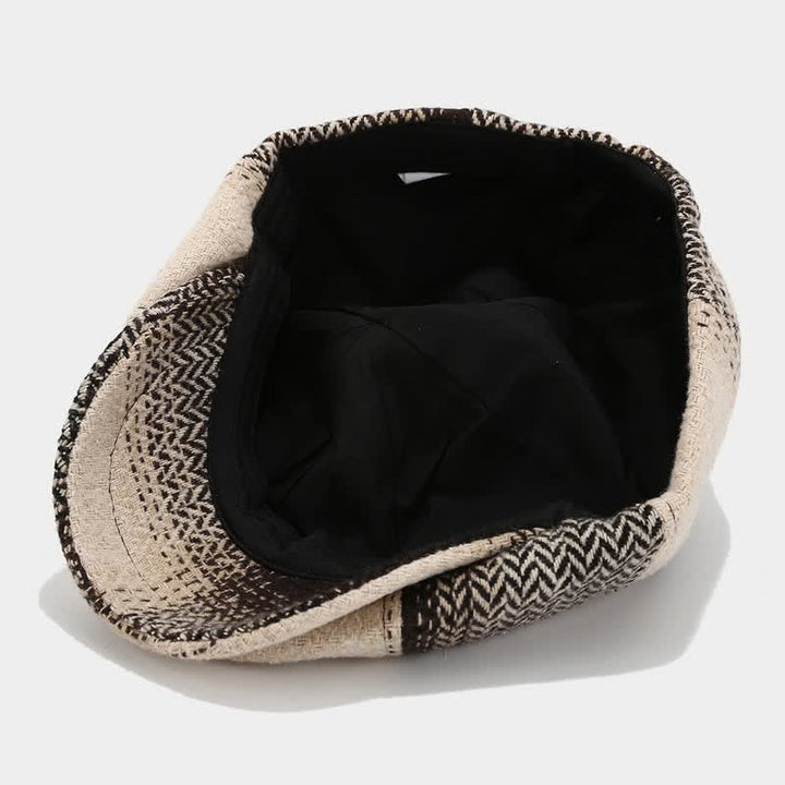 Cappello basco da giornalaio a spina di pesce con frange di colore sfumato - image 6