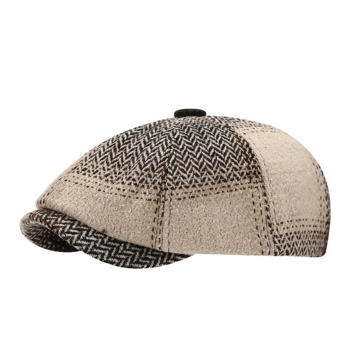 Cappello basco da giornalaio a spina di pesce con frange di colore sfumato