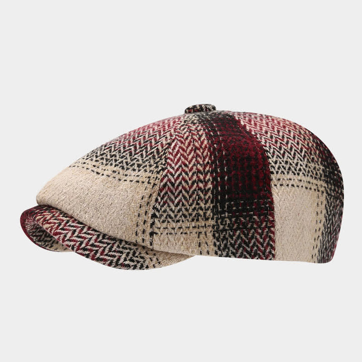 Cappello basco da giornalaio a spina di pesce con frange di colore sfumato