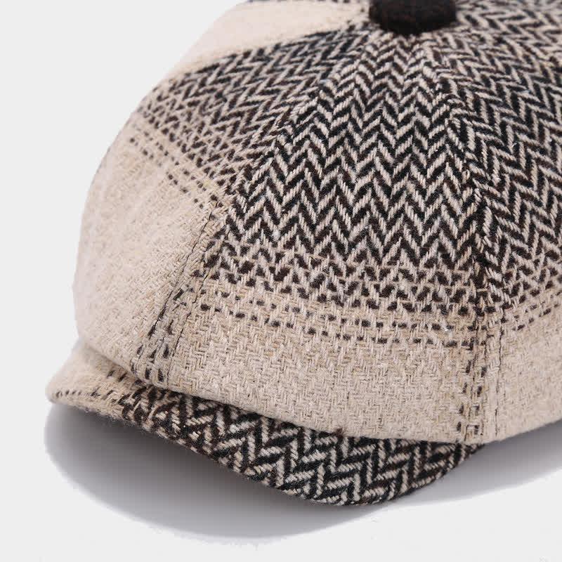 Cappello basco da giornalaio a spina di pesce con frange di colore sfumato