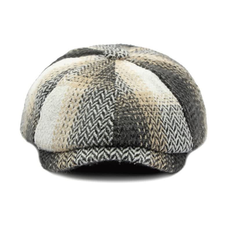 Cappello da giornalaio a righe a spina di pesce in stile britannico