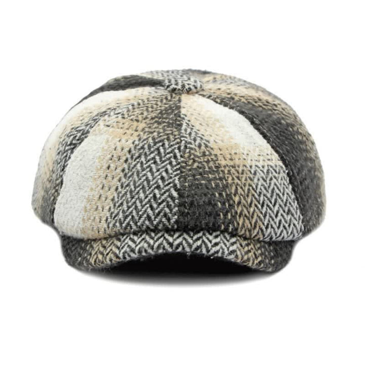 Cappello da giornalaio a righe a spina di pesce in stile britannico