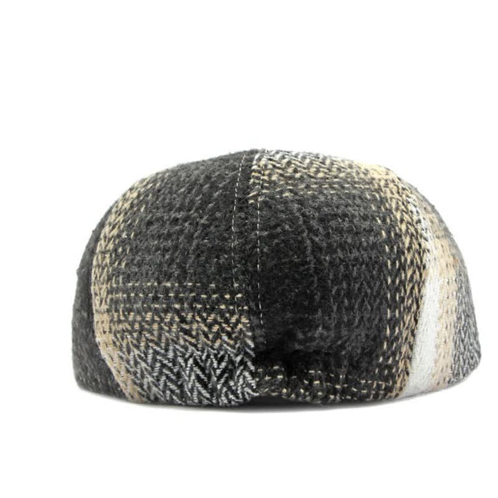 Cappello da giornalaio a righe a spina di pesce in stile britannico