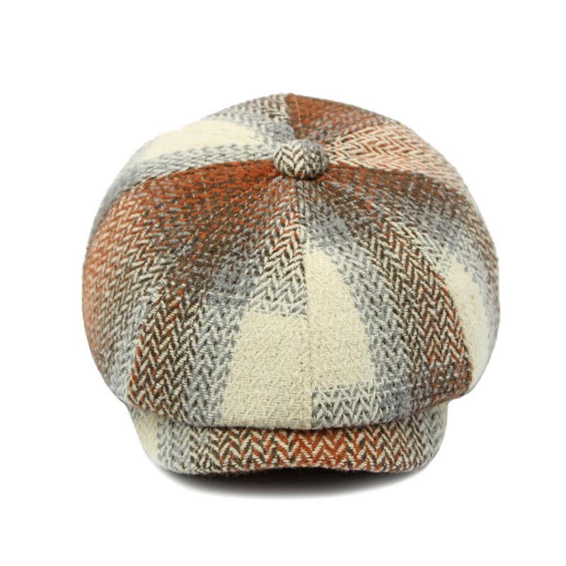 Cappello da giornalaio a righe a spina di pesce in stile britannico