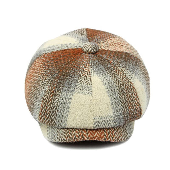 Cappello da giornalaio a righe a spina di pesce in stile britannico