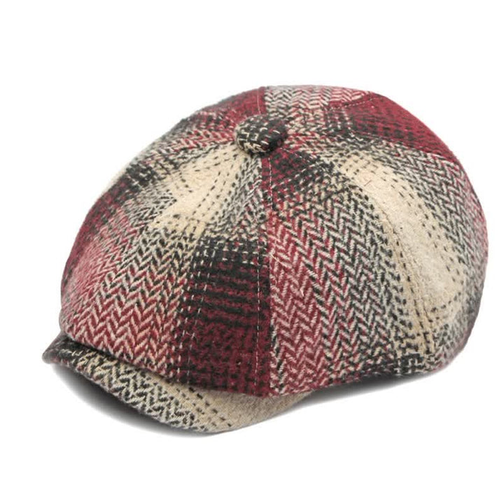 Cappello da giornalaio a righe a spina di pesce in stile britannico
