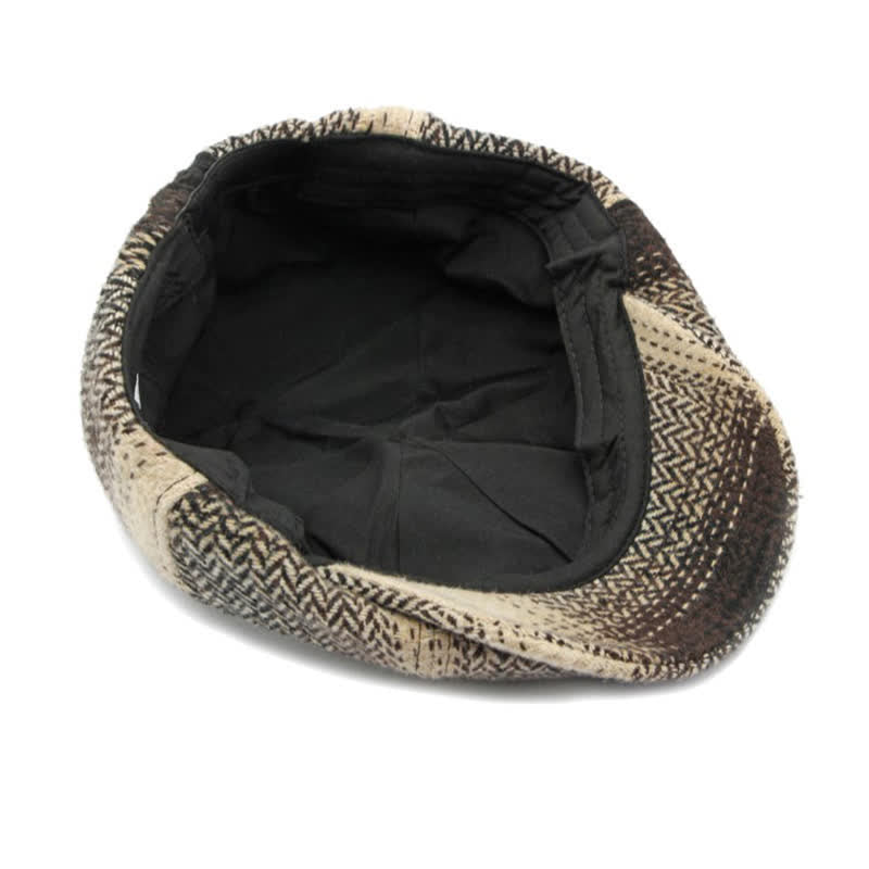 Cappello da giornalaio a righe a spina di pesce in stile britannico