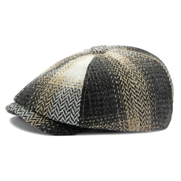 Cappello da giornalaio a righe a spina di pesce in stile britannico