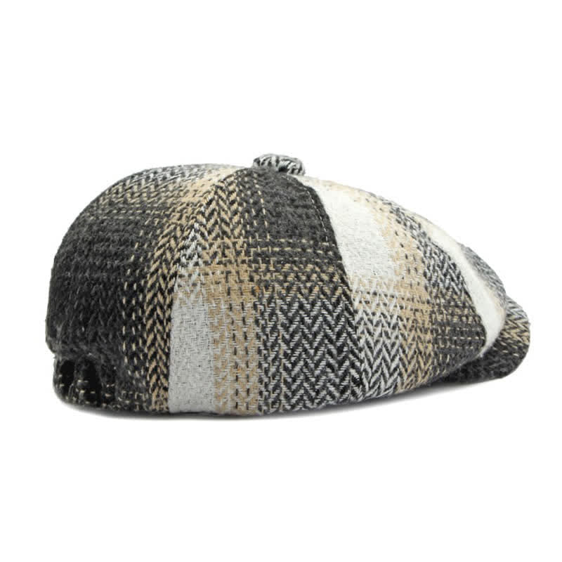Cappello da giornalaio a righe a spina di pesce in stile britannico