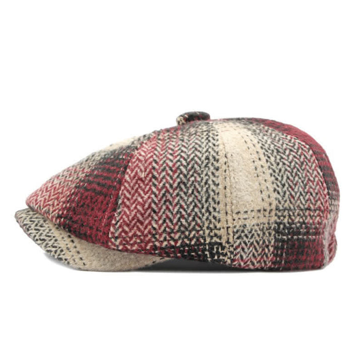 Cappello da giornalaio a righe a spina di pesce in stile britannico