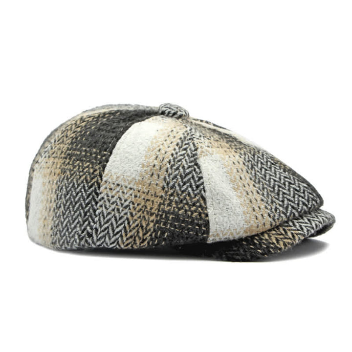 Cappello da giornalaio a righe a spina di pesce in stile britannico