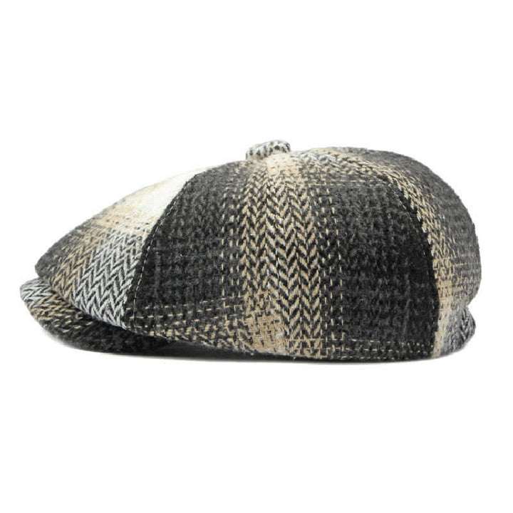 Cappello da giornalaio a righe a spina di pesce in stile britannico