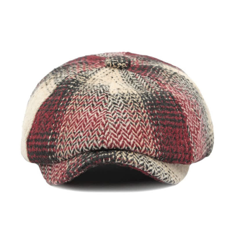 Cappello da giornalaio a righe a spina di pesce in stile britannico