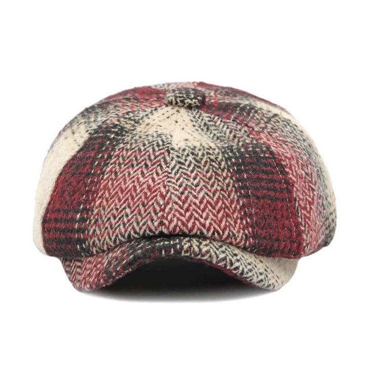 Cappello da giornalaio a righe a spina di pesce in stile britannico