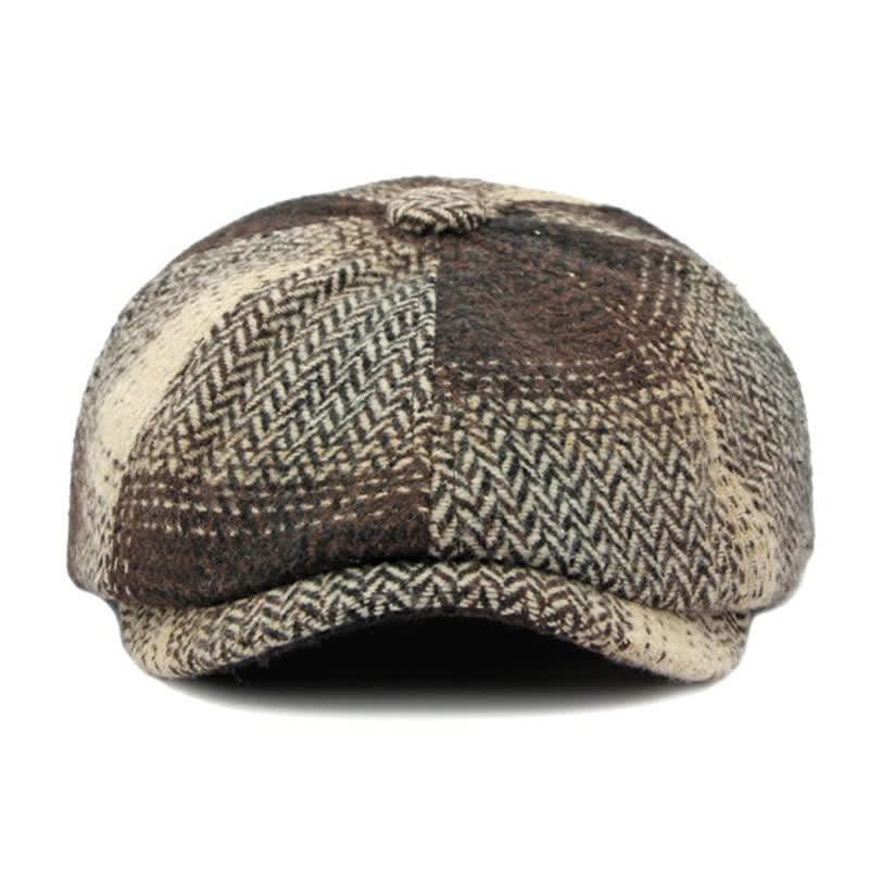 Cappello da giornalaio a righe a spina di pesce in stile britannico