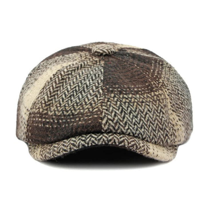 Cappello da giornalaio a righe a spina di pesce in stile britannico