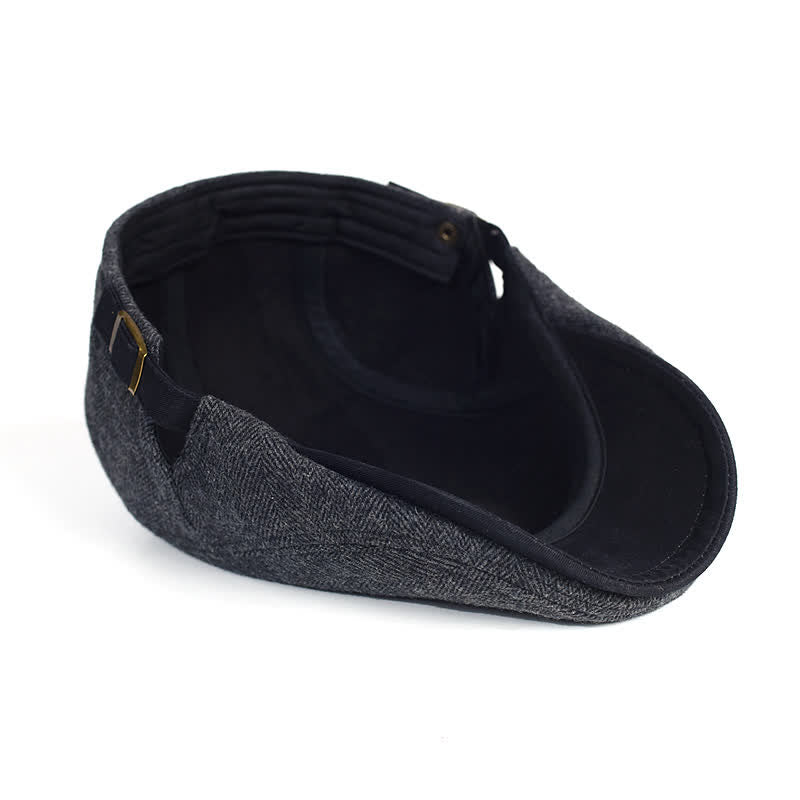 Cappello invernale a spina di pesce in lana spesso e caldo