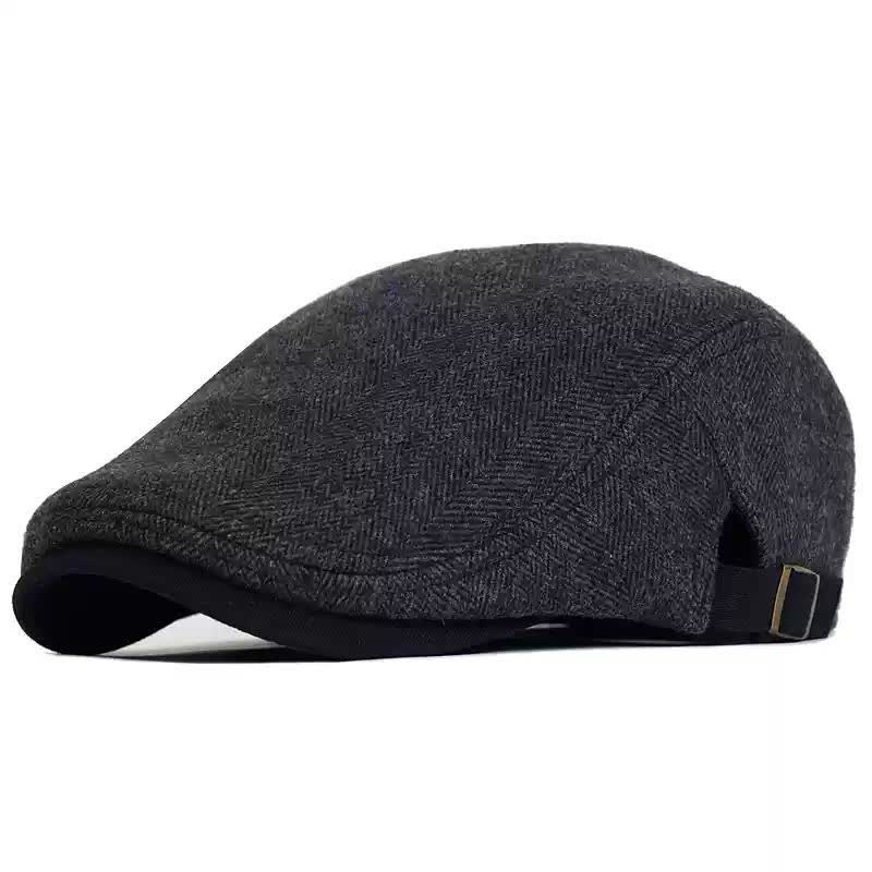Cappello invernale a spina di pesce in lana spesso e caldo