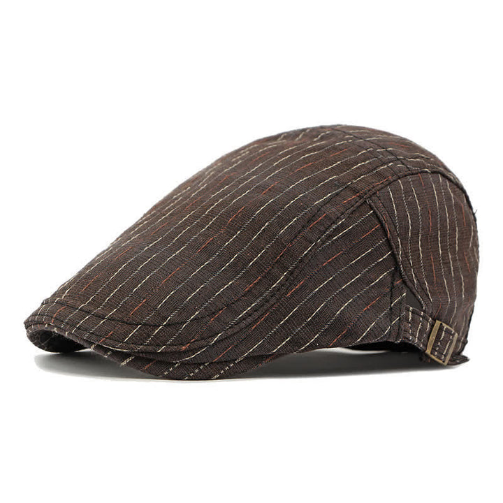 Cappello basco piatto classico a righe casual con visiera - Marrone scuro - Regolabile (21 5/8"-23 5/8") - image 0