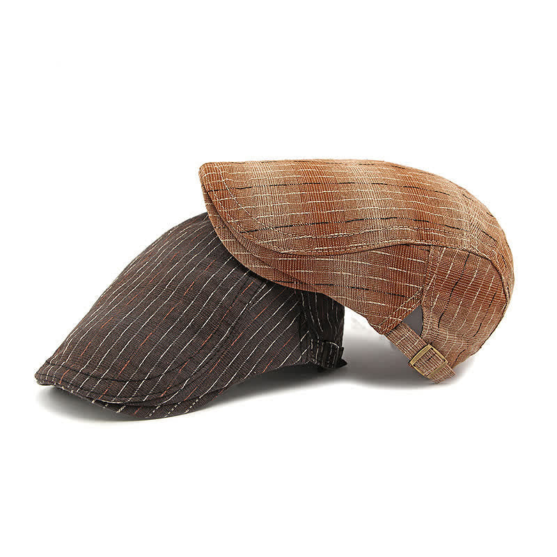 Cappello basco piatto classico a righe casual con visiera - image 2