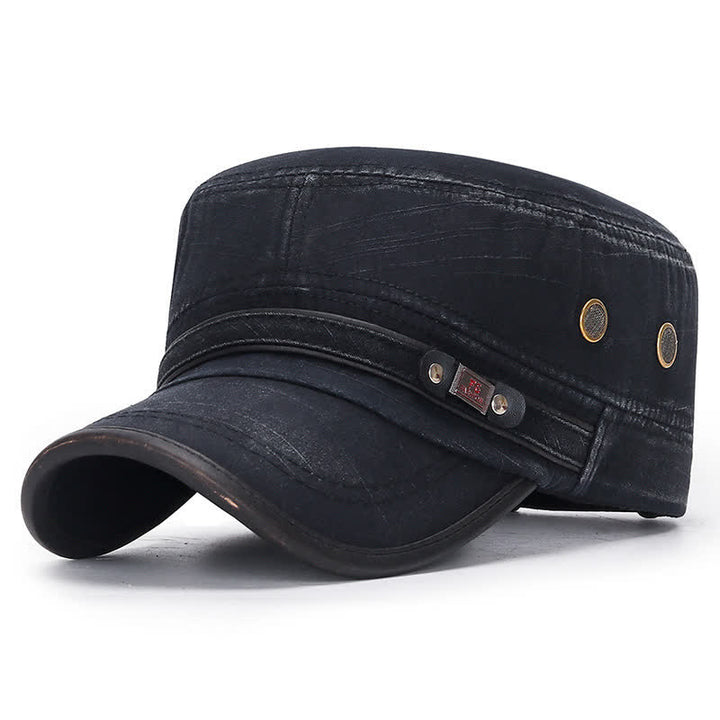 Cappello militare da cadetto in tessuto lavato - Nero - Regolabile (21 5/8"-23 1/4") - image 0