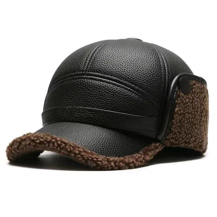 Cappello da baseball con paraorecchie in pile di pelle PU